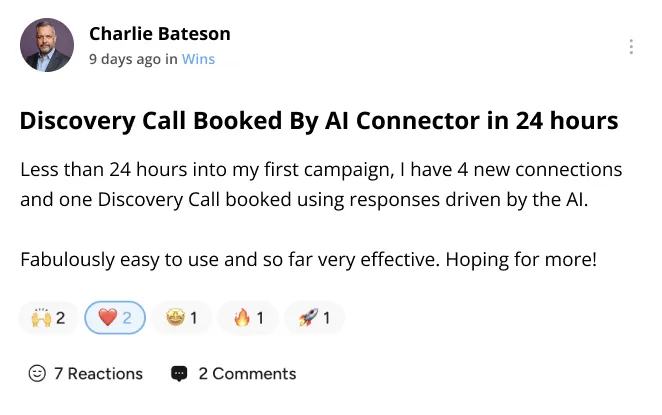 Charlie Bateson — discovery call booked by AI Connector in 24 hours